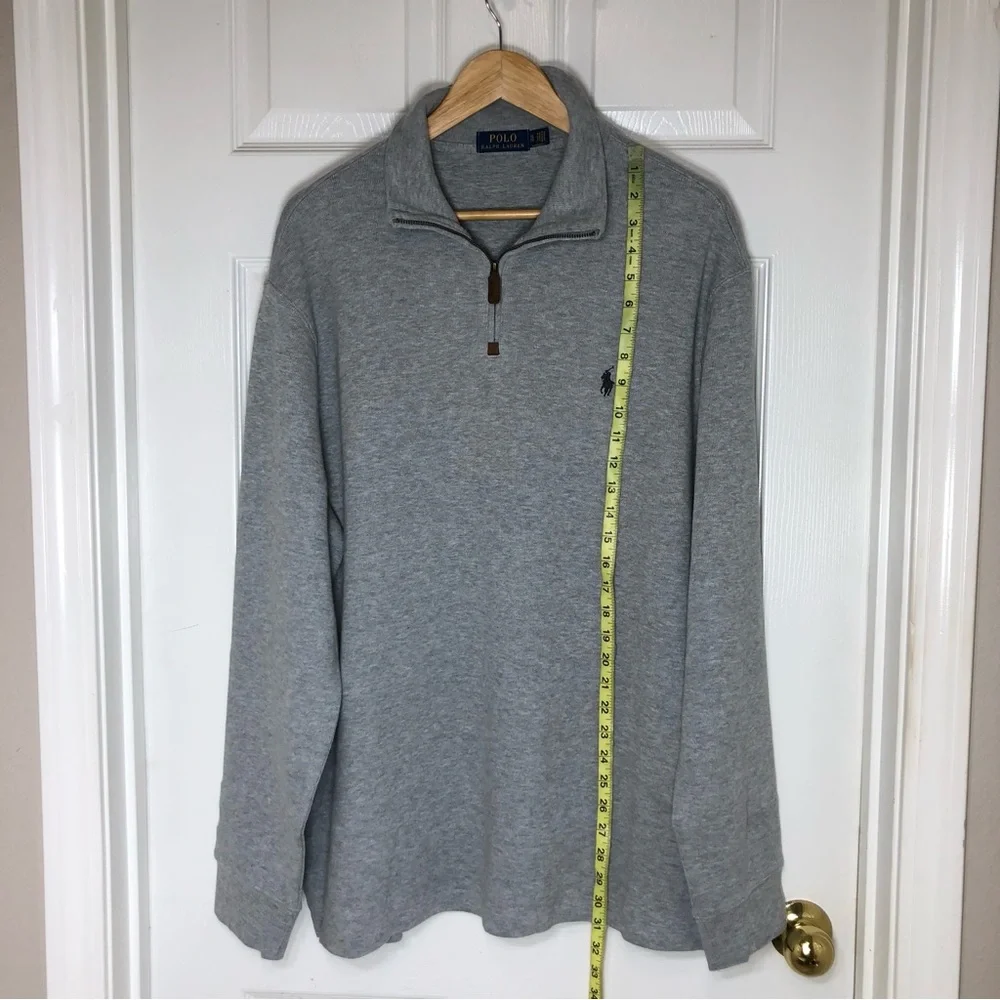 Polo Ralph Lauren Cotton Gray Embroidery Pony‎ 1/4 Zipper Pull Over Sweater XL